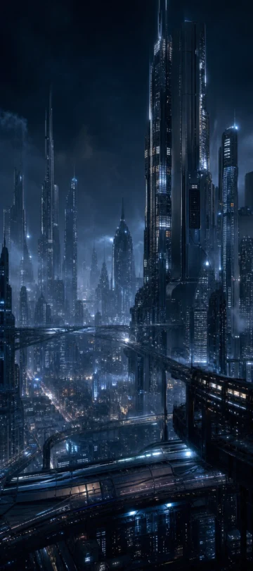 钢铁都市未来夜景手机壁纸