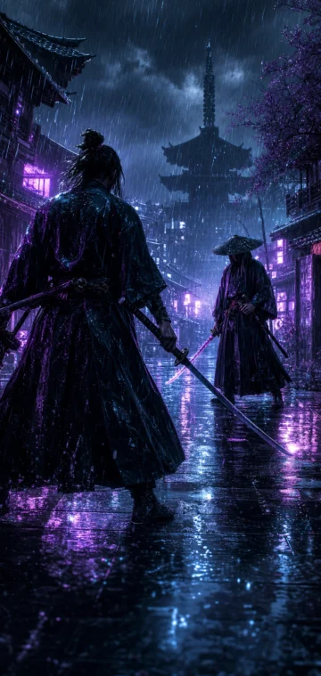 雨夜对决手机壁纸
