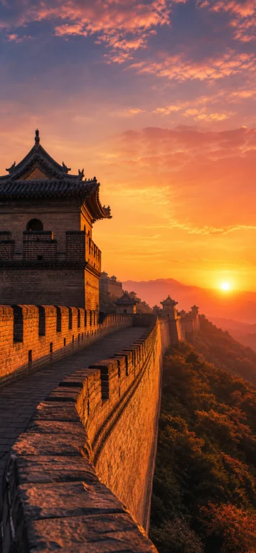 城墙黄昏手机壁纸