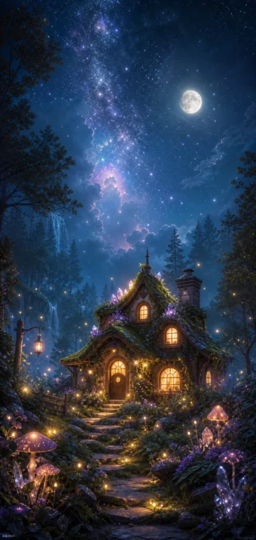 森林深处的魔法小屋手机壁纸