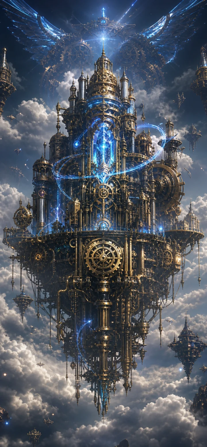 奇幻机械云端城堡手机壁纸