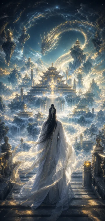 东方奇幻云海仙宫手机壁纸