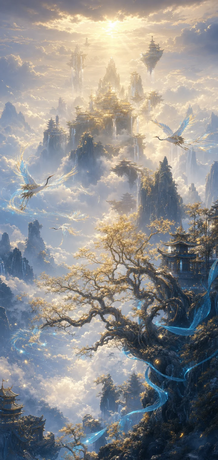 东方奇幻云海仙境手机壁纸