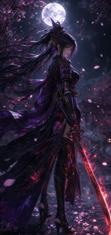 妖刀姬月夜斩影手机壁纸
