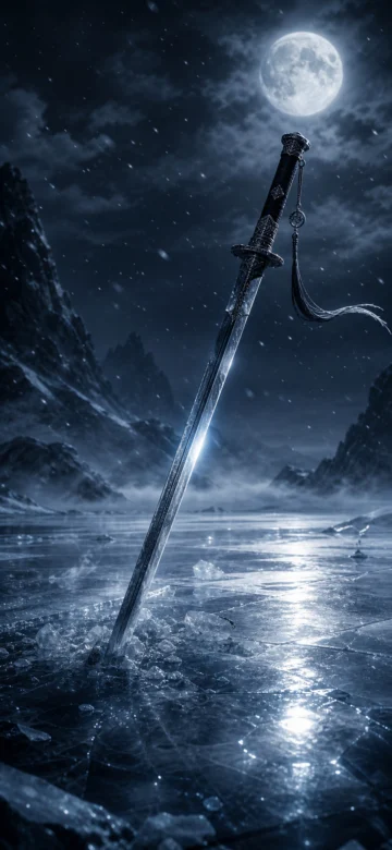 长剑寒光雪夜壁纸