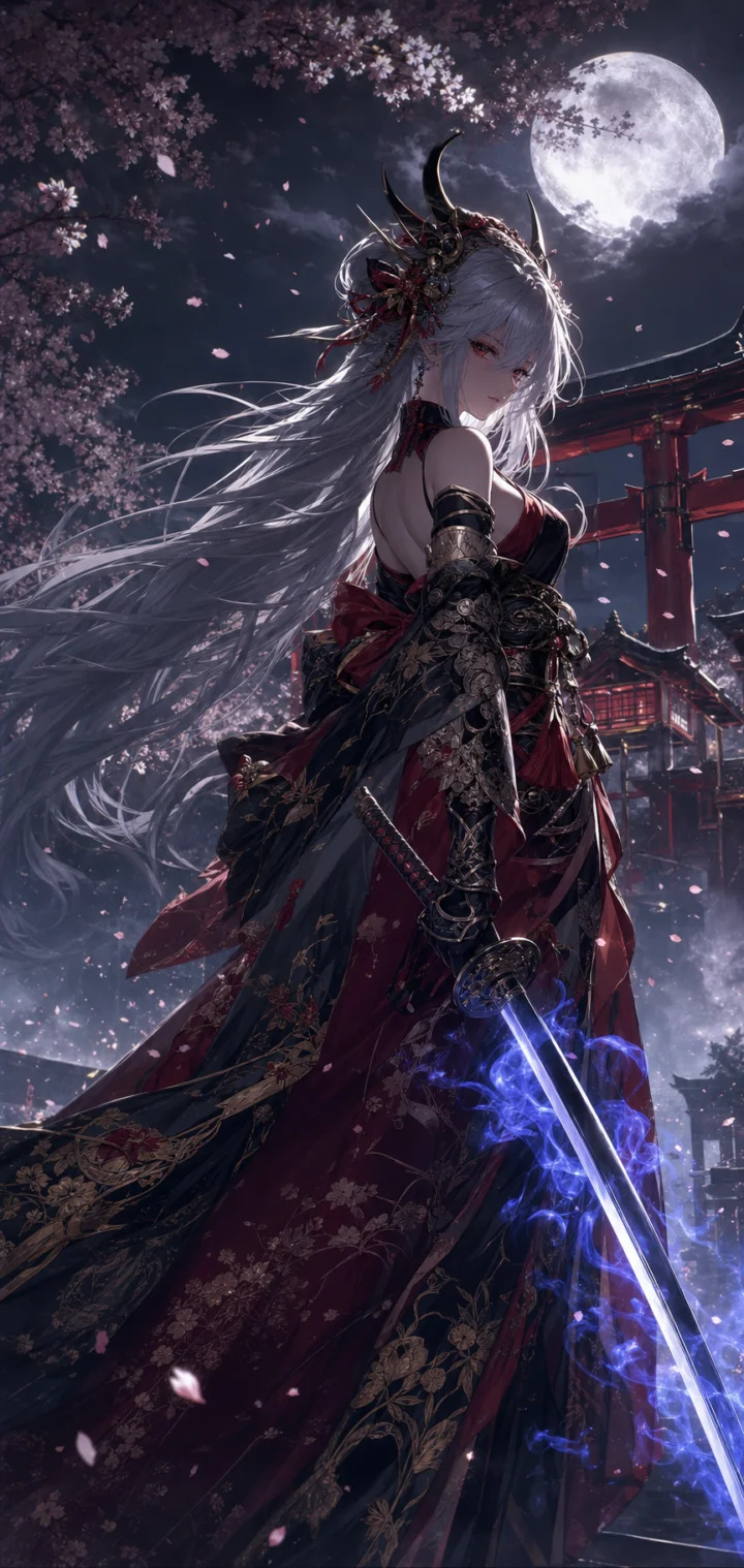 妖刀姬月夜和风手机壁纸