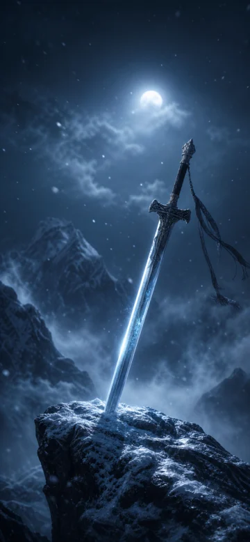 长剑寒光雪夜壁纸