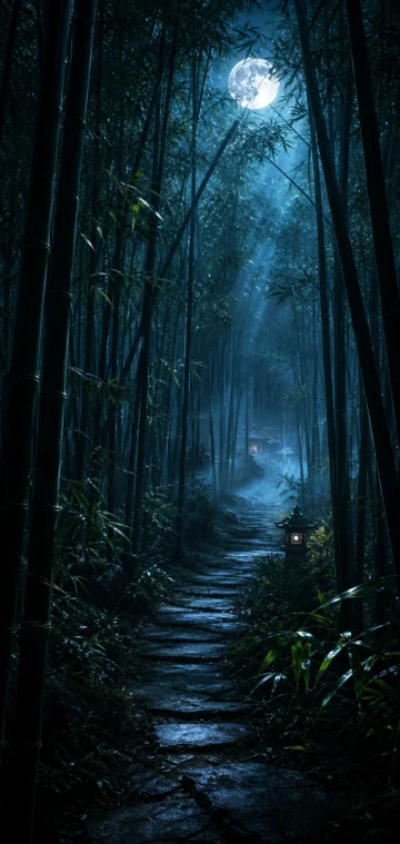 暗夜竹林手机壁纸