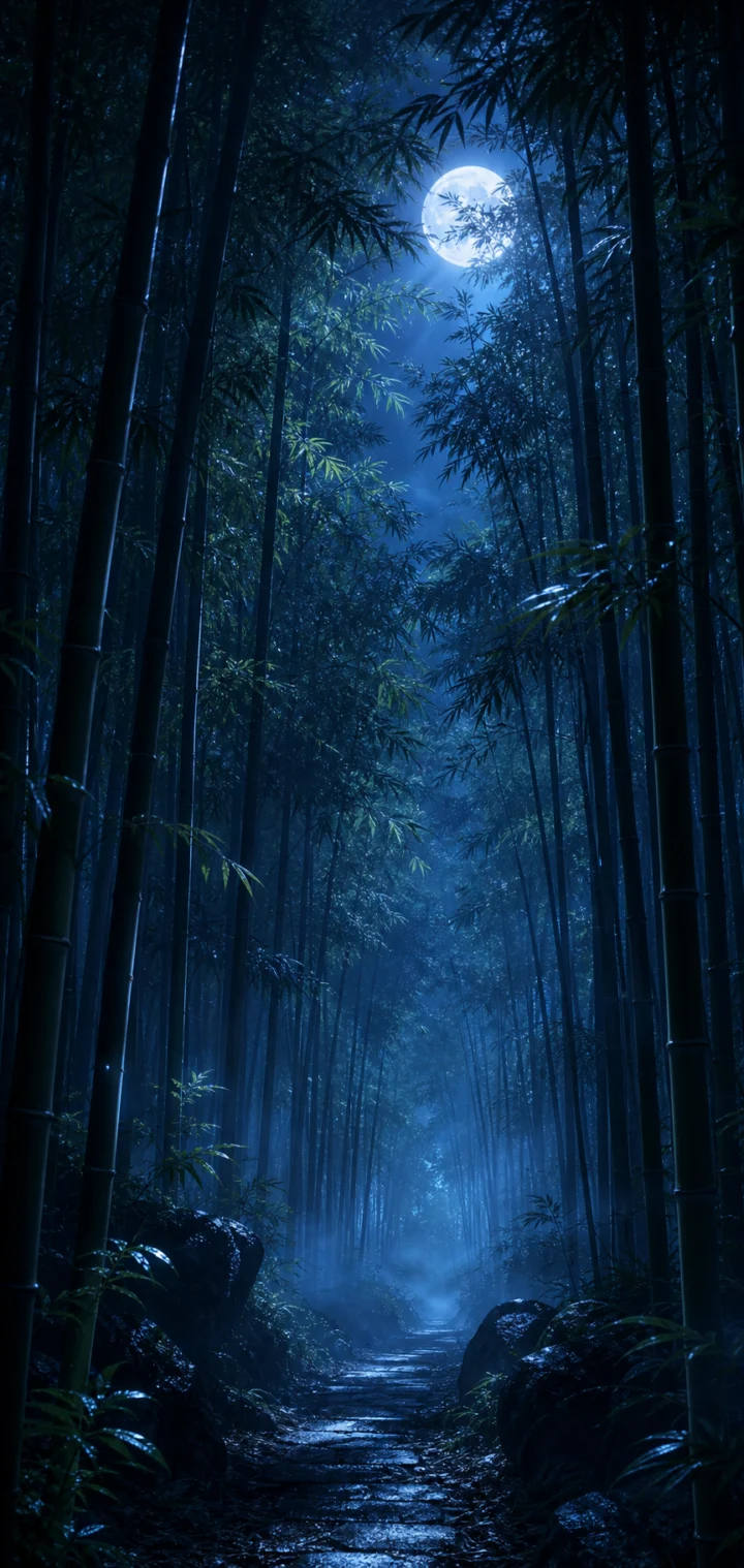 暗夜竹林手机壁纸