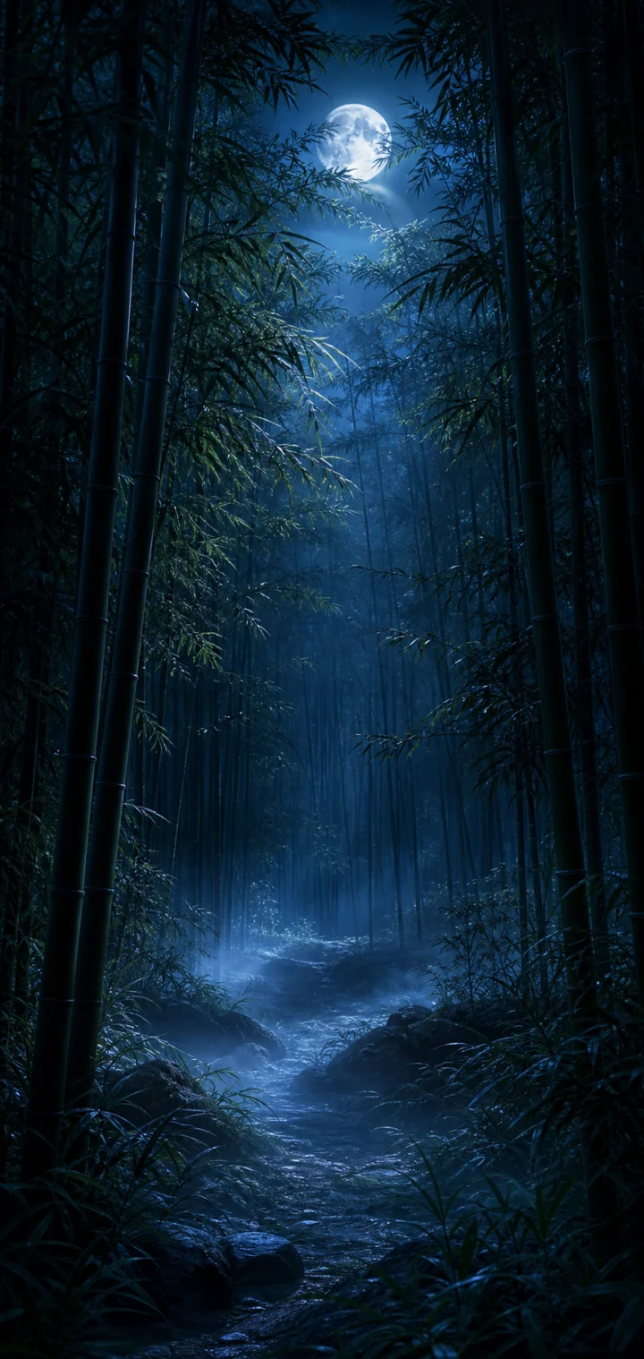 暗夜竹林手机壁纸