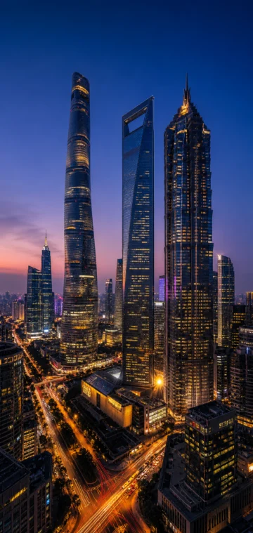 暮色CBD天际线手机壁纸