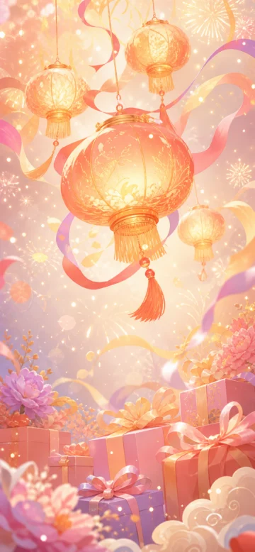 温暖喜庆节日插画手机壁纸
