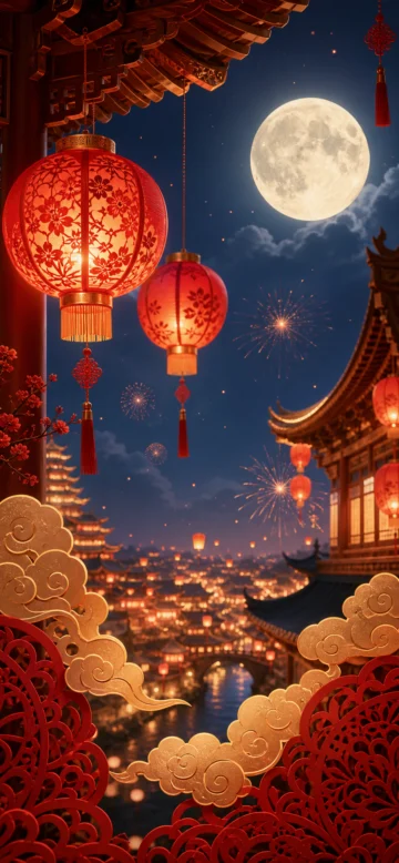传统节日喜庆灯笼手机壁纸