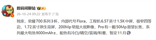 荣耀700系列曝光:一块1.72英寸背屏,能把中端机的“差异化”讲通吗?
